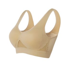 Women Yoga Underwear Padded Crop Tops Underwear Gym Top Yoga Sport Bra Breathable Fitness Running Vest Yoga Bras Sports Type (Color: BEIGE, size: 5XL)