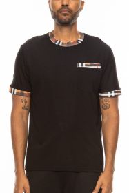 Checkered Short Sleeve Tee (Color: Black, size: 2XL)