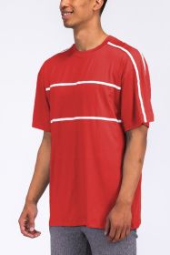 ROUND NECK TAPE STRIPE TSHIRT (Color: Black, size: 2XL)