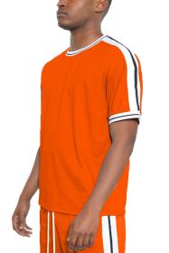 STRIPED TAPE SHORT SLEEVE TSHIRT (Color: orange, size: M)